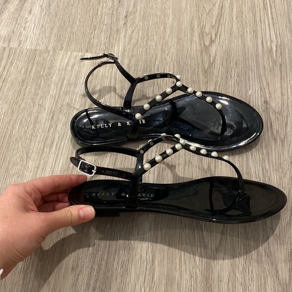 Kelly & Katie Black and Pearl Sandals Size 6 - Picture 3 of 5
